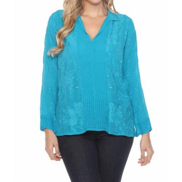 NEW JOHNNY WAS women's amy ryder blouse in aqua